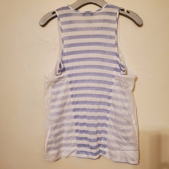 BCBGeneration Layered White and Blue Striped Tank Top - Picture 2 of 6